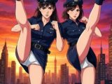 ミニスカ刑事の安原真美(26)と南原めぐみ(26)が白いパンティを見せつけてのパンチラハイキックで悪のグループを蹴り倒す